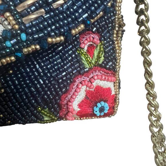 Mary Frances Blue Beaded Mystic Flap Crossbody Bag Gold Chain Crossbody - Picture 6 of 16